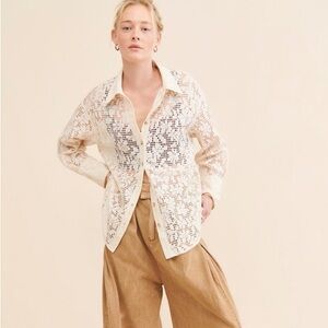 Free People In Your Dreams Lace Buttondown Ivory